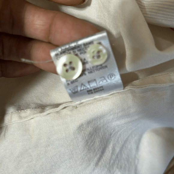 Tommy Bahama Beige Striped Long Sleeve Textured Button-Up Shirt Size Large - Picture 10 of 11